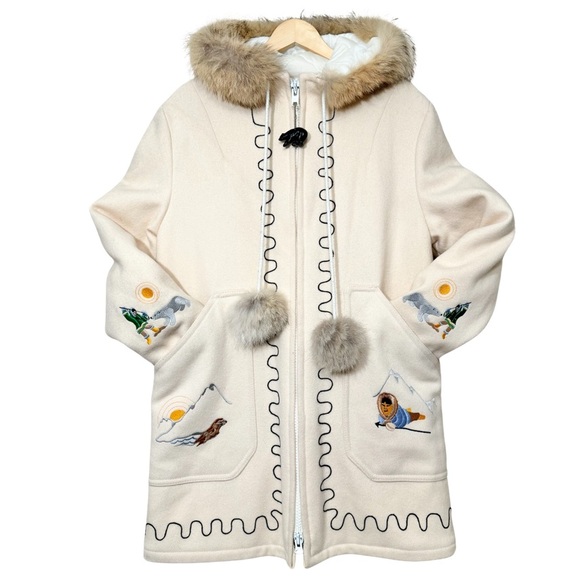Northern Sun Jackets & Blazers - Vintage Northern Sun Virgin Wool Hood Parka Embroidered Alaska Hunt Otter Husky